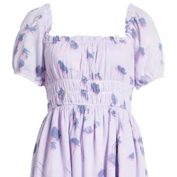 B.P. (sold at Nordstrom's) Shirred Puff Sleeve Cotton Prairie Dress - Small - Picture 3 of 6